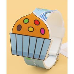 Babyhug Free Size Digital Watch With Cupcake Print - Light Blue