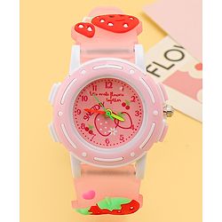 Babyhug Free Size Analog Watch with Strawberry Print - Pink