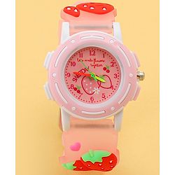 Babyhug Free Size Analog Watch with Strawberry Print - Pink