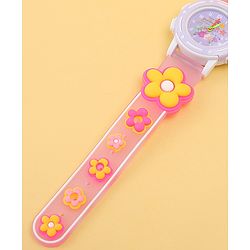 Babyhug Free Size Analog Watch with Floral Print - Purple & Pink