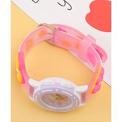 Babyhug Free Size Analog Watch with Floral Print - Purple & Pink