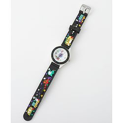 Babyhug Free Size Analog Watch with Car Print - White & Black