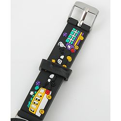 Babyhug Free Size Analog Watch with Car Print - White & Black