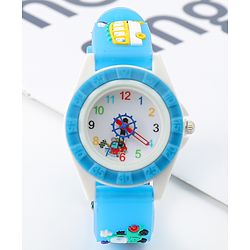 Babyhug Free Size Analog Watch with Car Print - White & Black