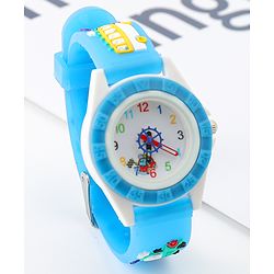 Babyhug Free Size Analog Watch with Car Print - White & Black