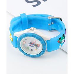 Babyhug Free Size Analog Watch with Car Print - White & Black