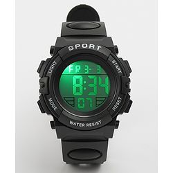 Babyhug Free Size Solid Digital Watch - Black