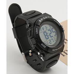 Babyhug Free Size Solid Digital Watch - Black