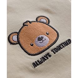 Babyhug Terry Knit Full Sleeves T-Shirt and Trouser Set With Bear Embriodery - Offwhite & Beige