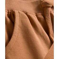 Babyhug Knit Premium Light Gauge Terry Full Raglan Sleeves T-Shirt & Joggers Set With Bear Applique & Patch - Brown