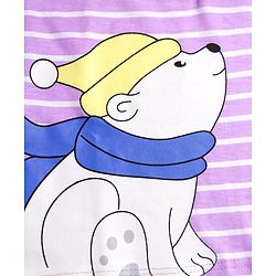 Babyhug Single Jersey Knit Full Sleeves Striped T-Shirt & Lounge Pant Set With Polar Bear Print - Lavender & Lime Green