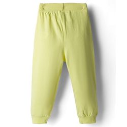 Babyhug Single Jersey Knit Full Sleeves Striped T-Shirt & Lounge Pant Set With Polar Bear Print - Lavender & Lime Green