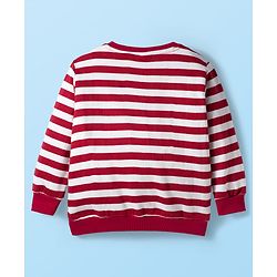 Babyhug Knit Premium Light Gauge Terry Full Sleeves T-Shirt & Lounge Pant with Stripe & Reindeer Patch - Maroon