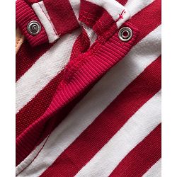 Babyhug Knit Premium Light Gauge Terry Full Sleeves T-Shirt & Lounge Pant with Stripe & Reindeer Patch - Maroon