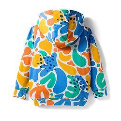Babyhug Knit Premium Light Gauge Terry Full Sleeves Printed Hooded T-Shirt & Jeans Set With Kangaroo Pockets - Blue