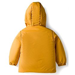 Babyhug Woven Full Sleeves Hooded Padded Jacket With Tiger Embroidery - Yellow