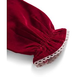 Babyhug Cotton Velour Full Sleeves Solid Color Front Open Frock - Maroon