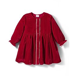 Babyhug Cotton Velour Full Sleeves Solid Color Front Open Frock - Maroon