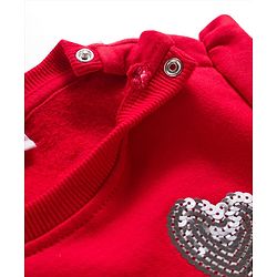 Babyhug Fleece Knit Full Sleeves Sweatshirt with Sequin Heart Design - Red