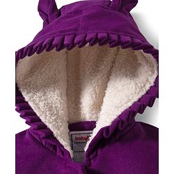 Babyhug Woven Full Sleeves Solid Hooded Winter Jacket - Purple