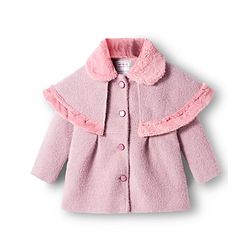 Babyhug Woven Full Sleeves Cape Style Solid Overcoat With Fur Collar - Purple