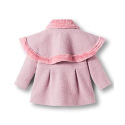 Babyhug Woven Full Sleeves Cape Style Solid Overcoat With Fur Collar - Purple