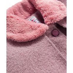 Babyhug Woven Full Sleeves Cape Style Solid Overcoat With Fur Collar - Purple