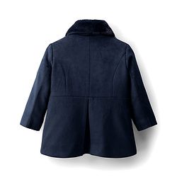 Babyhug Woven Full Sleeves Solid Color Overcoat with Bow Applique - Navy Blue