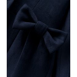 Babyhug Woven Full Sleeves Solid Color Overcoat with Bow Applique - Navy Blue