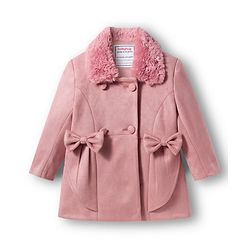 Babyhug Woven Full Sleeves Solid Color Overcoat with Bow Applique - Navy Blue
