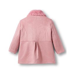 Babyhug Woven Full Sleeves Solid Color Overcoat with Bow Applique - Navy Blue
