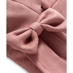Babyhug Woven Full Sleeves Solid Color Overcoat with Bow Applique - Navy Blue