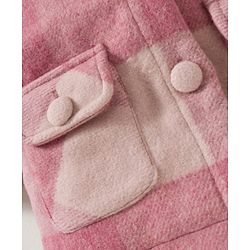 Babyhug Woven Full Raglan Sleeves Checks Hooded Overcoat - Pink