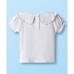 Babyhug Cotton Knit Half Sleeves Top & Skirt Set With Bow Applique - White