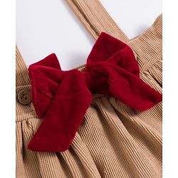 Babyhug Cotton Knit Half Sleeves Top & Skirt Set With Bow Applique - White