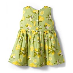 Babyhug Cotton Woven Floral Printed Frock with Three Fourth Sleeves Jacket - Yellow