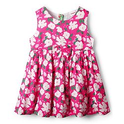 Babyhug Cotton Knit Floral Printed Dress With Full Sleeves Solid Coloured Shrug - Fuchsia