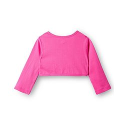 Babyhug Cotton Knit Floral Printed Dress With Full Sleeves Solid Coloured Shrug - Fuchsia