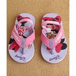 Cute Walk by Babyhug Disney Back Strap Flip Flops With Mickey & Minnie Print - Blue & Pink