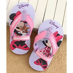 Cute Walk by Babyhug Disney Back Strap Flip Flops With Mickey & Minnie Print - Blue & Pink