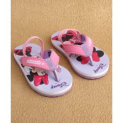 Cute Walk by Babyhug Disney Back Strap Flip Flops With Mickey & Minnie Print - Blue & Pink