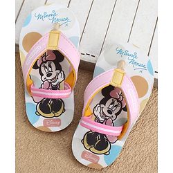 Cute Walk by Babyhug Disney Back Strap Closure Flip Flops With Minnie Mouse Print - Pink & White