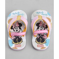 Cute Walk by Babyhug Disney Back Strap Closure Flip Flops With Minnie Mouse Print - Pink & White