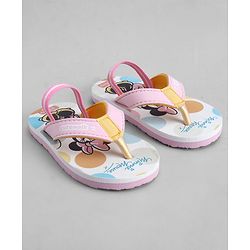 Cute Walk by Babyhug Disney Back Strap Closure Flip Flops With Minnie Mouse Print - Pink & White