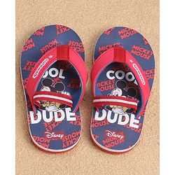 Cute Walk by Babyhug Disney Back Strap Flip Flops with Mickey Mouse Graphic - Red & Navy Blue