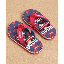 Cute Walk by Babyhug Disney Back Strap Flip Flops with Mickey Mouse Graphic - Red & Navy Blue
