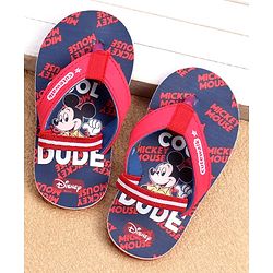 Cute Walk by Babyhug Disney Back Strap Flip Flops with Mickey Mouse Graphic - Red & Navy Blue