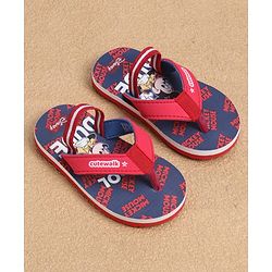 Cute Walk by Babyhug Disney Back Strap Flip Flops with Mickey Mouse Graphic - Red & Navy Blue