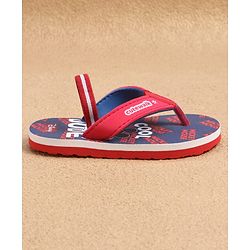 Cute Walk by Babyhug Disney Back Strap Flip Flops with Mickey Mouse Graphic - Red & Navy Blue