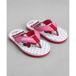 Cute Walk by Babyhug Disney Flip Flops With Minnie Mouse Print - Pink & White